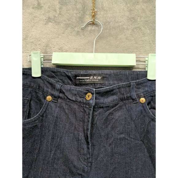 BNW Women Jeans High Rise Bootcut Leg Solid Blue Dark Wash W:38 L:33 - Picture 4 of 9